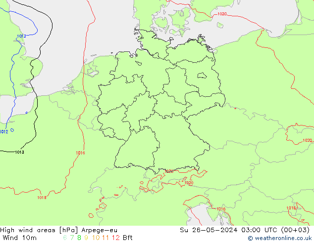 Windvelden Arpege-eu zo 26.05.2024 03 UTC