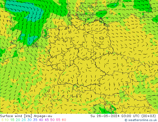 Surface wind Arpege-eu Su 26.05.2024 03 UTC