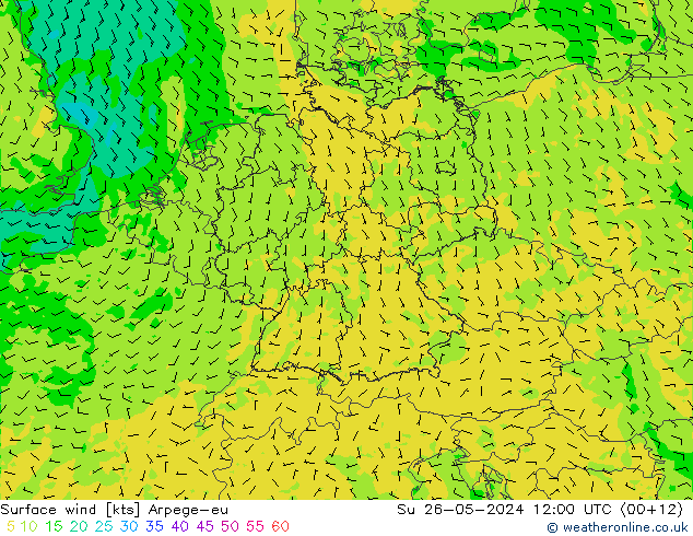 Surface wind Arpege-eu Su 26.05.2024 12 UTC