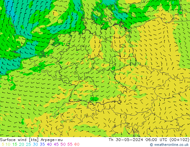 Bodenwind Arpege-eu Do 30.05.2024 06 UTC