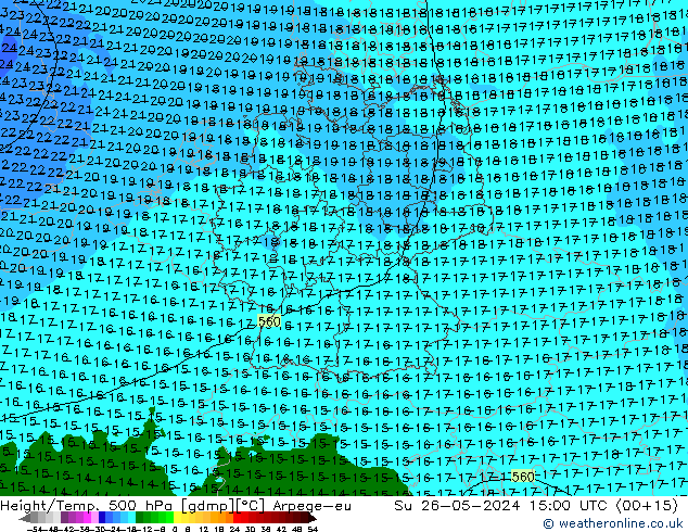 Yükseklik/Sıc. 500 hPa Arpege-eu Paz 26.05.2024 15 UTC