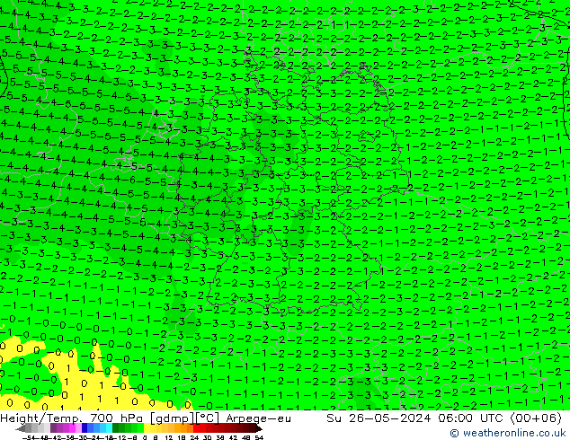 Height/Temp. 700 hPa Arpege-eu Su 26.05.2024 06 UTC