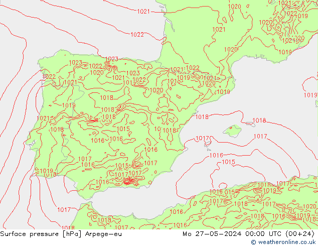 pression de l'air Arpege-eu lun 27.05.2024 00 UTC