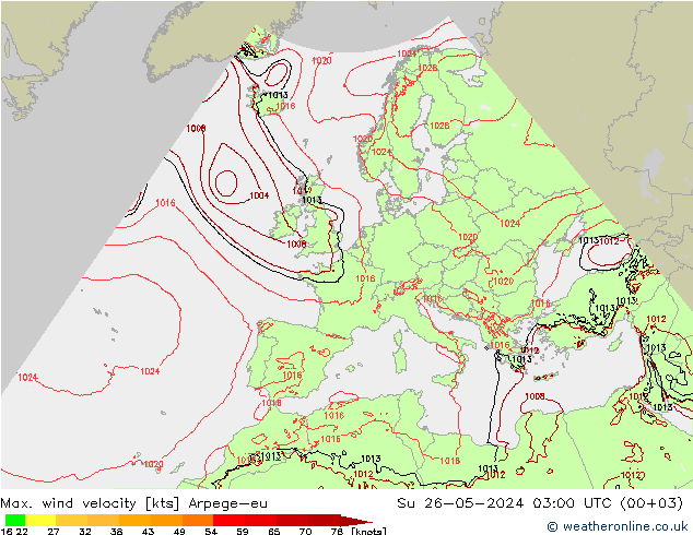 Windböen Arpege-eu So 26.05.2024 03 UTC