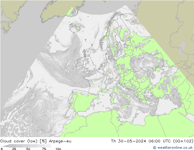 Bulutlar (düşük) Arpege-eu Per 30.05.2024 06 UTC