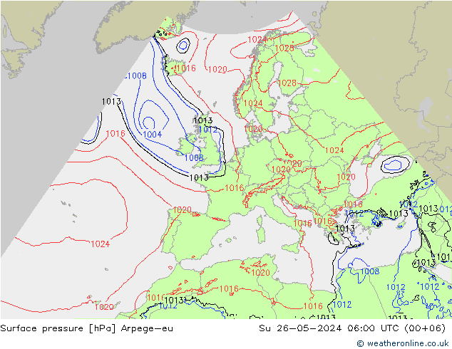 Surface pressure Arpege-eu Su 26.05.2024 06 UTC