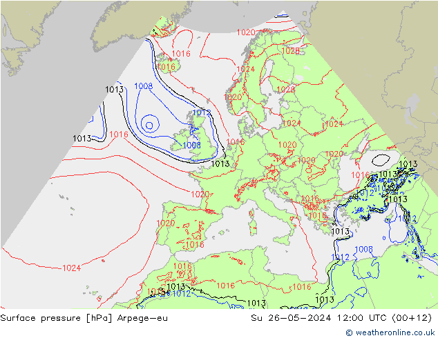 Surface pressure Arpege-eu Su 26.05.2024 12 UTC