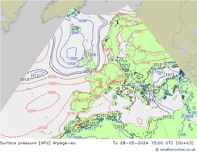 Yer basıncı Arpege-eu Sa 28.05.2024 15 UTC