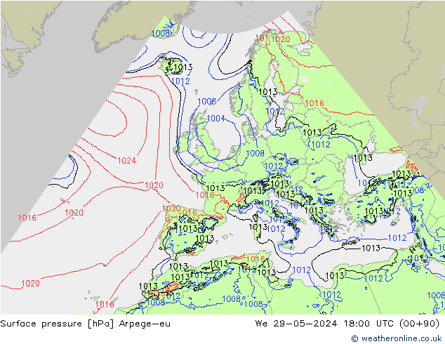 Surface pressure Arpege-eu We 29.05.2024 18 UTC