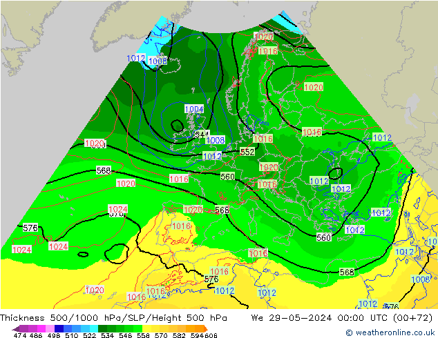 Thck 500-1000hPa Arpege-eu mer 29.05.2024 00 UTC