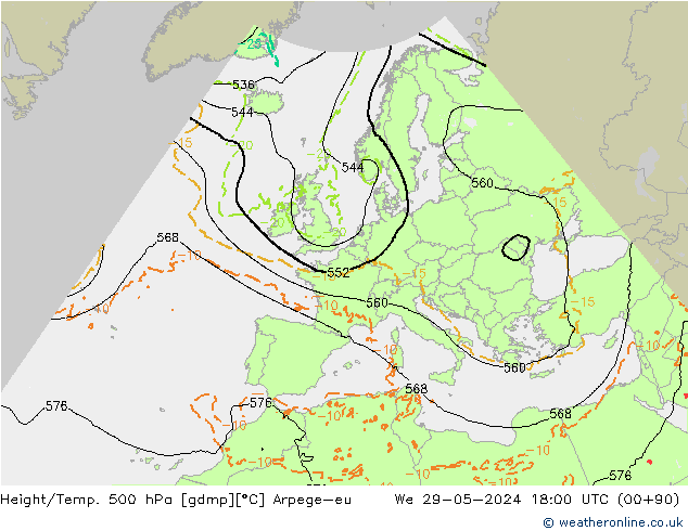 Yükseklik/Sıc. 500 hPa Arpege-eu Çar 29.05.2024 18 UTC