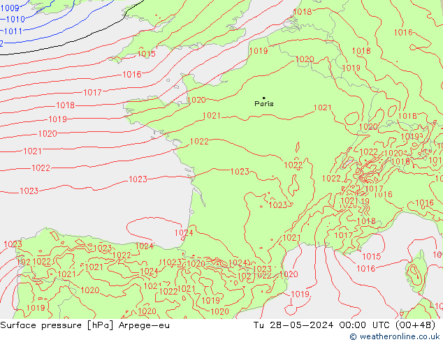 pression de l'air Arpege-eu mar 28.05.2024 00 UTC