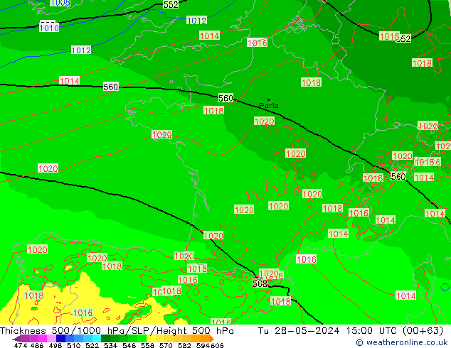 Dikte 500-1000hPa Arpege-eu di 28.05.2024 15 UTC