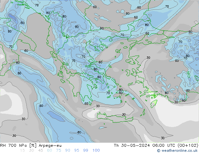 RV 700 hPa Arpege-eu do 30.05.2024 06 UTC