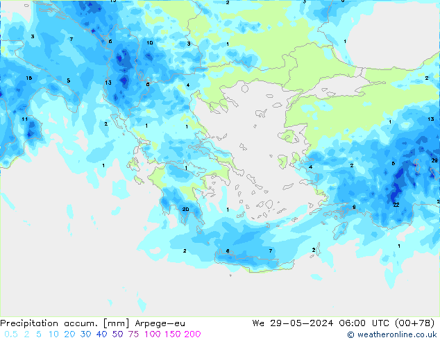 Precipitation accum. Arpege-eu We 29.05.2024 06 UTC