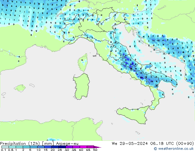 Nied. akkumuliert (12Std) Arpege-eu Mi 29.05.2024 18 UTC