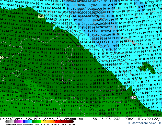 Geop./Temp. 500 hPa Arpege-eu dom 26.05.2024 03 UTC