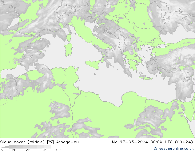 oblačnosti uprostřed Arpege-eu Po 27.05.2024 00 UTC