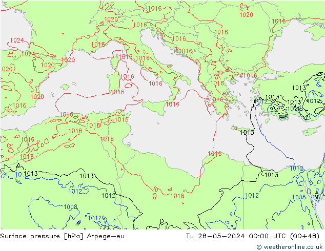Presión superficial Arpege-eu mar 28.05.2024 00 UTC