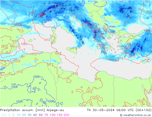 Toplam Yağış Arpege-eu Per 30.05.2024 06 UTC