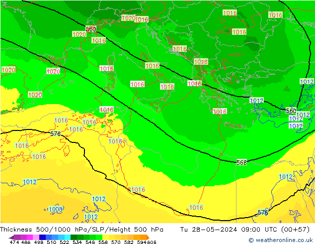 Thck 500-1000hPa Arpege-eu Tu 28.05.2024 09 UTC