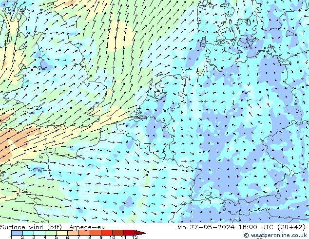  10 m (bft) Arpege-eu  27.05.2024 18 UTC