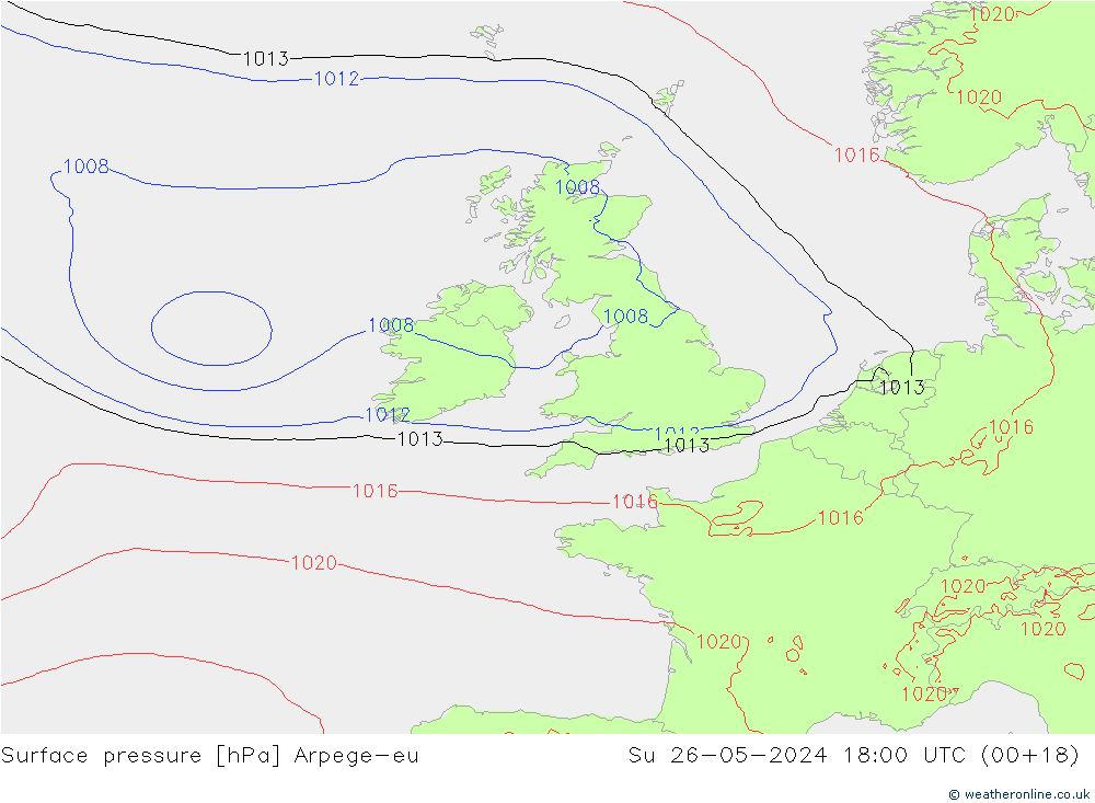 Bodendruck Arpege-eu So 26.05.2024 18 UTC