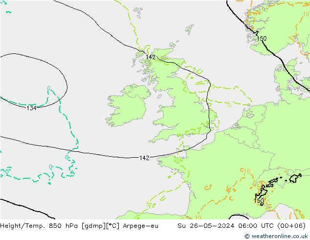 Height/Temp. 850 hPa Arpege-eu Su 26.05.2024 06 UTC