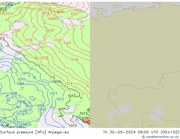 pressão do solo Arpege-eu Qui 30.05.2024 06 UTC