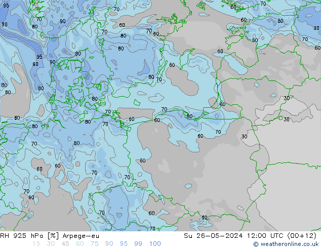 RH 925 hPa Arpege-eu Su 26.05.2024 12 UTC