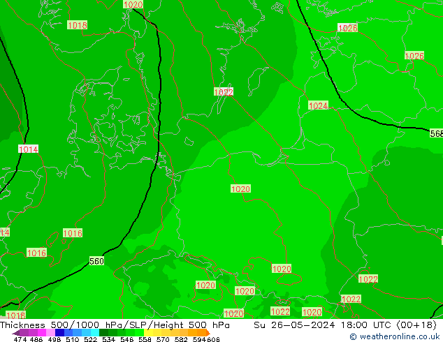 Thck 500-1000hPa Arpege-eu dim 26.05.2024 18 UTC