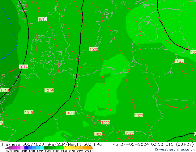 Thck 500-1000hPa Arpege-eu pon. 27.05.2024 03 UTC