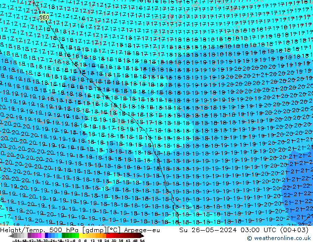 Height/Temp. 500 hPa Arpege-eu Su 26.05.2024 03 UTC