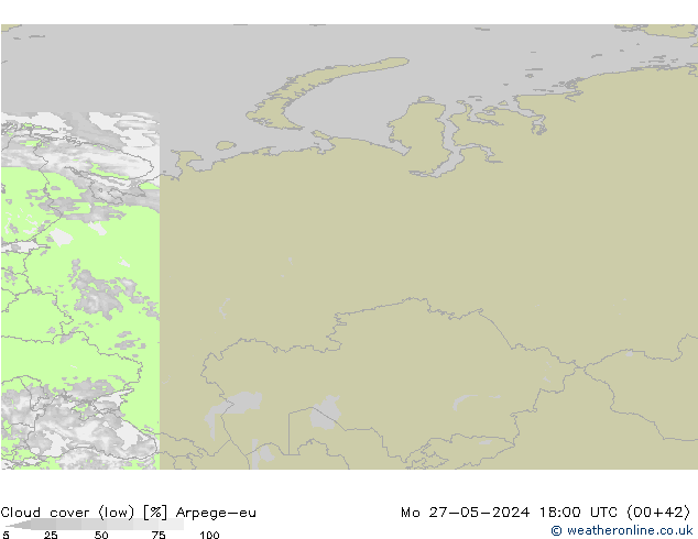 Bewolking (Laag) Arpege-eu ma 27.05.2024 18 UTC