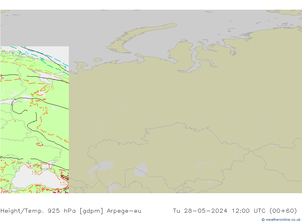 Hoogte/Temp. 925 hPa Arpege-eu di 28.05.2024 12 UTC