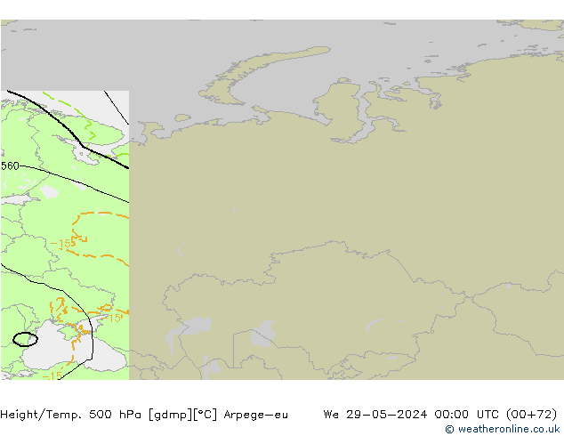 Yükseklik/Sıc. 500 hPa Arpege-eu Çar 29.05.2024 00 UTC