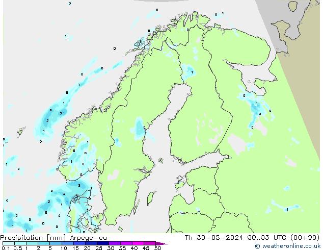 Niederschlag Arpege-eu Do 30.05.2024 03 UTC