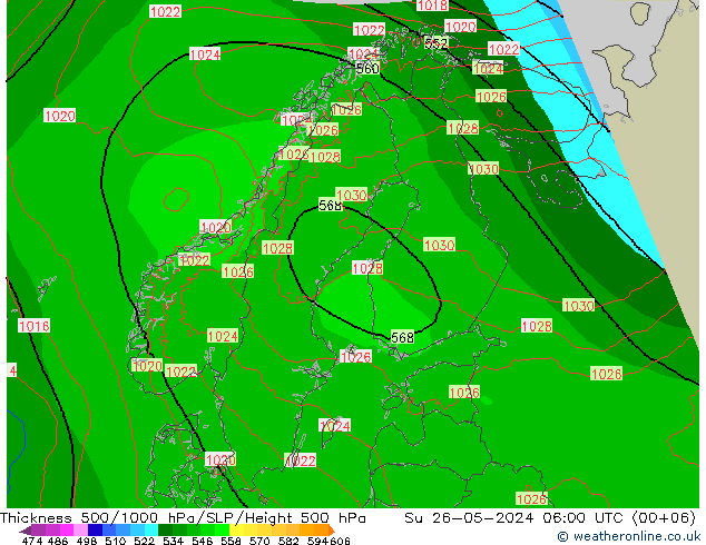 Thck 500-1000hPa Arpege-eu nie. 26.05.2024 06 UTC