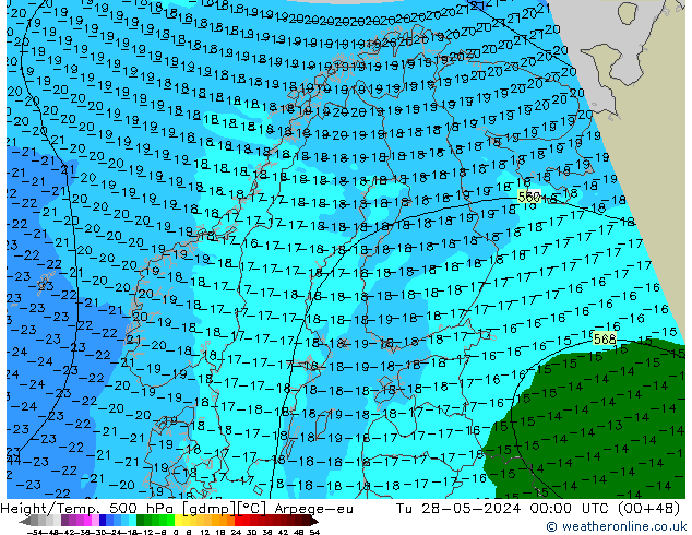 Height/Temp. 500 hPa Arpege-eu Tu 28.05.2024 00 UTC