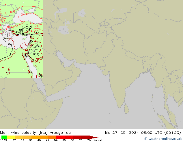 Max. wind snelheid Arpege-eu ma 27.05.2024 06 UTC