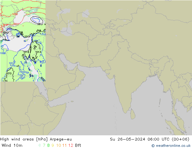 High wind areas Arpege-eu 星期日 26.05.2024 06 UTC