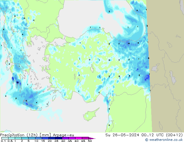 Precipitazione (12h) Arpege-eu dom 26.05.2024 12 UTC