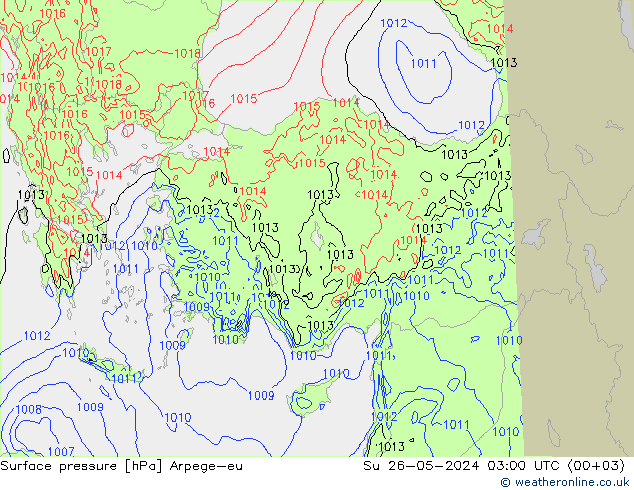 Surface pressure Arpege-eu Su 26.05.2024 03 UTC