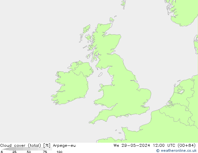 Nubi (totali) Arpege-eu mer 29.05.2024 12 UTC