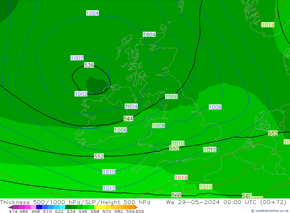 Thck 500-1000hPa Arpege-eu mer 29.05.2024 00 UTC