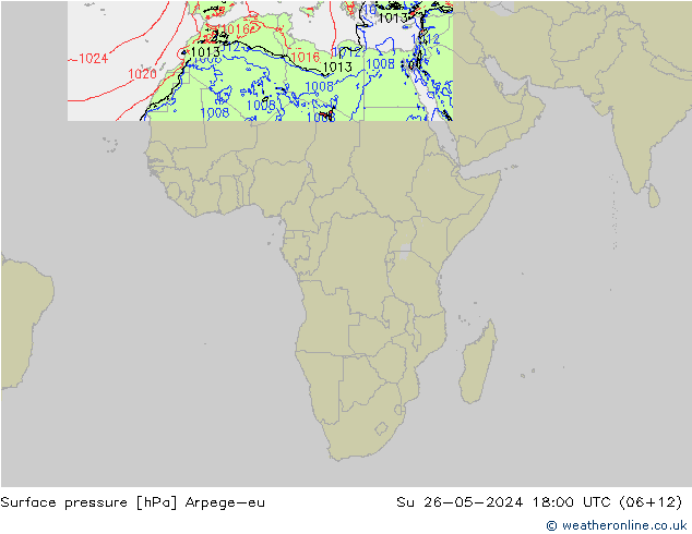 Surface pressure Arpege-eu Su 26.05.2024 18 UTC