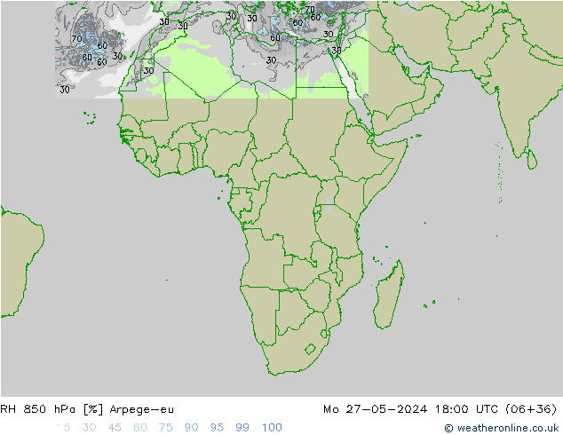 850 hPa Nispi Nem Arpege-eu Pzt 27.05.2024 18 UTC