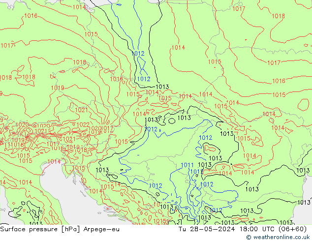 Surface pressure Arpege-eu Tu 28.05.2024 18 UTC