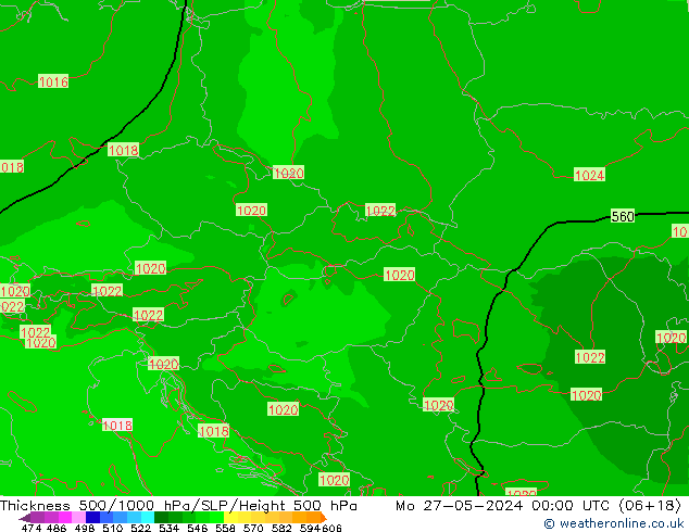 Thck 500-1000hPa Arpege-eu Mo 27.05.2024 00 UTC