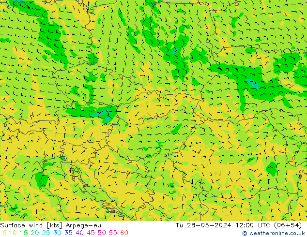 Surface wind Arpege-eu Tu 28.05.2024 12 UTC